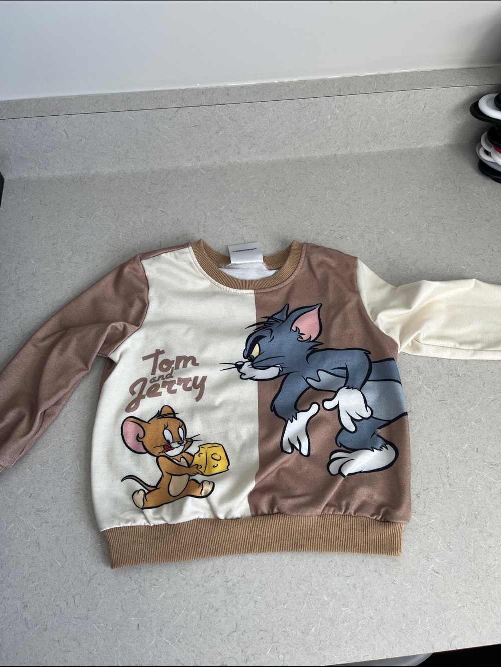 PatPat Tom and Jerry Colorblock Sweatshirt - Cream & Brown